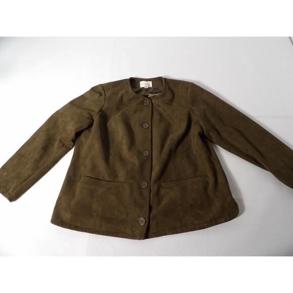 Linea Louis Dell Olio Womens 18W Faux Suede Cardigan Brown Old Money Lined Quiet - Picture 5 of 13